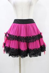 ALGONQUINS / 配色レースフリルスカート  黒×ピンク H-25-10-01-045-AL-SK-KB-ZH