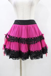 ALGONQUINS / 配色レースフリルスカート  黒×ピンク H-25-10-01-045-AL-SK-KB-ZH