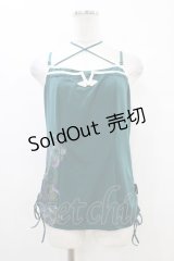 Ozz oneste / 和チャイナサイドギャザーキャミソール  グリーン H-25-10-01-049-OO-TO-KB-ZT231