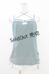 Ozz oneste / 和チャイナサイドギャザーキャミソール  グリーン H-25-10-01-049-OO-TO-KB-ZT231