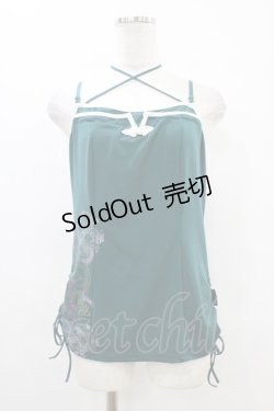 画像1: Ozz oneste / 和チャイナサイドギャザーキャミソール  グリーン H-25-10-01-049-OO-TO-KB-ZT231