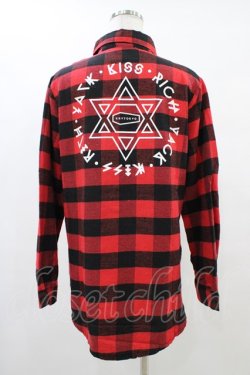 画像2: KRY CLOTHING / チェックプリントスリーブシャツ  赤 H-25-10-01-057-EL-BL-KB-ZH