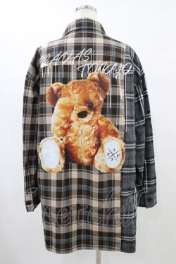 画像2: TRAVAS TOKYO / Furry bear docking check shirts  ベージュ×グレー H-25-10-01-059-PU-BL-KB-ZH