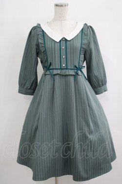 画像1: axes femme POETIQUE / ブロッキングフリルワンピ M グリーン H-25-10-01-1003-AX-OP-NS-ZH