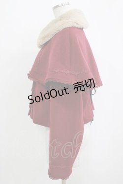 画像2: axes femme kawaii / ケープ付ショートコート M ワイン H-25-10-01-1039-AX-CO-NS-ZH