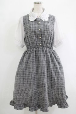 画像1: axes femme POETIQUE / チェックワンピース M グレー H-25-10-01-1010-AX-TO-NS-ZH