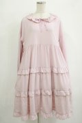FLC / 皆方由衣コラボ/ティアードフリルワンピース M ピンク H-25-10-01-1013-LO-OP-NS-ZH