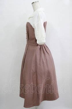 画像2: axes femme / シャツカラードッキングワンピース M ピンク H-25-10-01-1015-AX-OP-NS-ZH