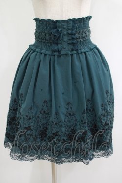 画像1: axes femme / ハイウエスト刺繍スカート M グリーン H-25-10-01-1023-AX-SK-NS-ZH