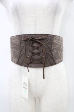 画像1: axes femme / レースアップコルセットベルト  茶 H-25-10-01-002-AX-ZA-KB-ZH