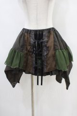 STEAM / イレギュラーフリルミニスカート  茶×カーキ H-25-10-01-014-HN-SK-KB-ZH