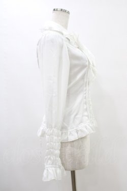 画像3: ATELIER PIERROT / リボン付シャーリングブラウス  オフ H-25-10-01-018-EL-BL-KB-ZH
