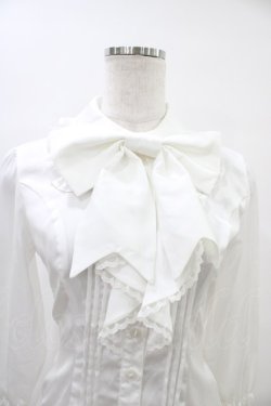 画像4: ATELIER PIERROT / リボン付シャーリングブラウス  オフ H-25-10-01-018-EL-BL-KB-ZH