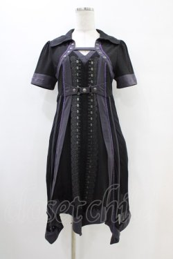 画像1: Ozz oneste / 薔薇刺繍レイヤードワンピース  黒×紫 H-25-10-01-019-OO-OP-KB-ZH