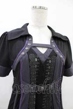 画像4: Ozz oneste / 薔薇刺繍レイヤードワンピース  黒×紫 H-25-10-01-019-OO-OP-KB-ZH