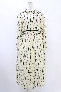 Jane Marple / Queen Aliceリボントリムドレス M カスタード×ブラック H-25-10-01-025-JM-OP-KB-ZH