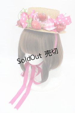 画像1: Cerise / チェリーベリーリボンハット  レッドベリー×ピンクリボン H-25-10-01-004-LO-AC-KB-ZH