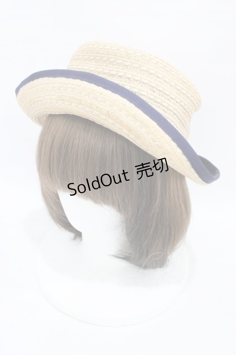 画像1: 【SALE】Jane Marple / グログランリボンストローハット  ナチュラルベージュ×ネイビー H-25-10-02-005-JM-AC-KB-ZTK025 (1)