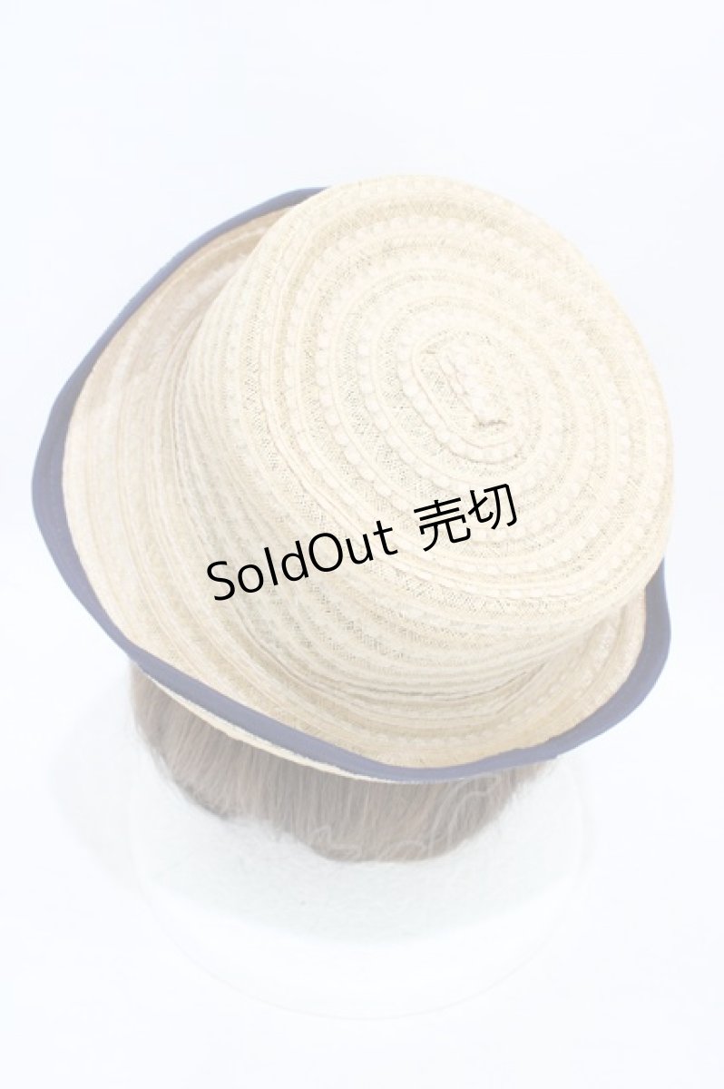 画像2: 【SALE】Jane Marple / グログランリボンストローハット  ナチュラルベージュ×ネイビー H-25-10-02-005-JM-AC-KB-ZTK025 (2)