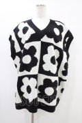Candy Stripper / FLOWER PATTERN KNITベスト  ブラック H-25-10-02-042-PU-TO-KB-ZH