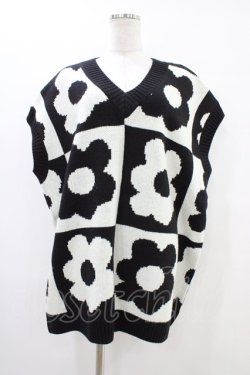 画像1: Candy Stripper / FLOWER PATTERN KNITベスト  ブラック H-25-10-02-042-PU-TO-KB-ZH