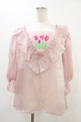 Candy Stripper / CHULIP ORGANDIEブラウス  ピンク H-25-10-02-043-PU-BL-KB-ZH