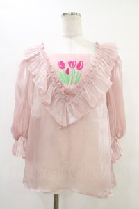 Candy Stripper / CHULIP ORGANDIEブラウス  ピンク H-25-10-02-043-PU-BL-KB-ZH