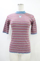 Candy Stripper / LAME BORDER KNIT  PINK×LIGHT BLUE H-25-10-02-044-PU-TO-KB-ZT492