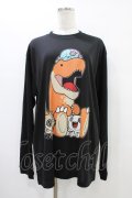 NieR Clothing / プリントLONG CUTSEW XL 黒 H-25-10-02-048-PU-TO-KB-ZH