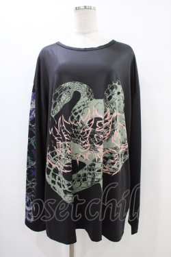 画像1: NieR Clothing / プリントLONG CUTSEW  黒 H-25-10-02-049-PU-TO-KB-ZH