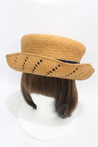 Jane Marple / グログランリボンストローハット  ブラウン×ネイビー H-25-10-02-007-JM-AC-KB-ZT-K-025