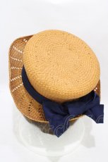 画像2: 【SALE】Jane Marple / グログランリボンストローハット  ブラウン×ネイビー H-25-10-02-007-JM-AC-KB-ZTK025 (2)