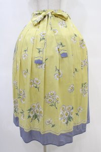 Jane Marple / Miss Daisyのタックスカート  イエロー×ラベンダー H-25-10-02-017-JM-SK-KB-ZH