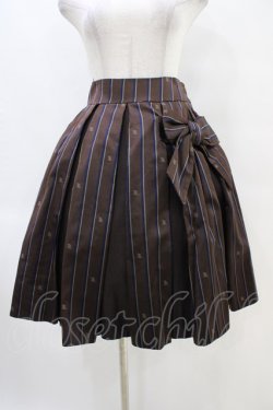 画像1: Jane Marple / Regimental stripe ribbon tie skirt  ブラウン H-25-10-02-018-JM-SK-KB-ZH