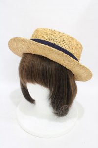 Jane Marple Dans Le Salon / グログランリボンストローハット  ネイビーリボン H-25-10-03-001-JM-AC-KB-ZT386
