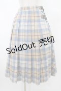 Jane Marple / ウールタータンのダブルベルトスカート  ブルーグレー H-25-10-03-039-JM-SK-KB-ZH