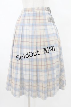 画像1: Jane Marple / ウールタータンのダブルベルトスカート  ブルーグレー H-25-10-03-039-JM-SK-KB-ZH