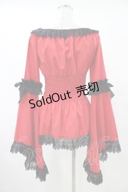 画像2: Triple fortune / シャーリングブラウス(長袖) M 赤 H-25-10-03-050-EL-BL-KB-ZH