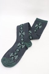 Jane Marple / アーガイル調ラメオーバーニー  グリーン H-25-10-03-008-JM-ZA-KB-ZH