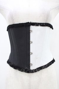 Moi-meme-Moitie / バイカラーショートコルセット S ブラック×ホワイト H-25-10-03-021-MO-ZA-KB-ZH