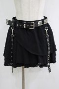 REFLEM / スタッズベルト付きフリルスカート  ブラック H-25-10-04-028-PU-SK-KB-ZH