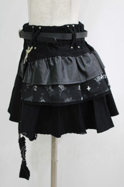 画像2: AVENCHUMU / 【AVENCHUMU×DimMoire】garter belt frill original print skirt  ブラック H-25-10-04-031-LO-SK-KB-ZH
