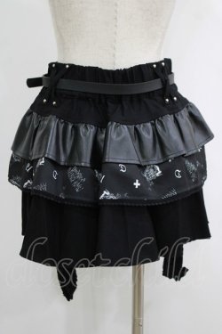 画像3: AVENCHUMU / 【AVENCHUMU×DimMoire】garter belt frill original print skirt  ブラック H-25-10-04-031-LO-SK-KB-ZH