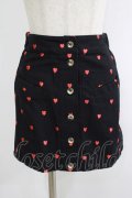 lilLilly / ハート刺繍ミニスカート  黒 H-25-10-04-047-LO-BL-KB-ZH