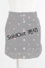 lilLilly / ハート刺繍ミニスカート  黒 H-25-10-04-047-LO-BL-KB-ZH