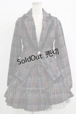 画像1: ALGONQUINS / チェックジャケット＆フリルスカート  黒 H-25-10-04-005-AL-JA-KB-ZH