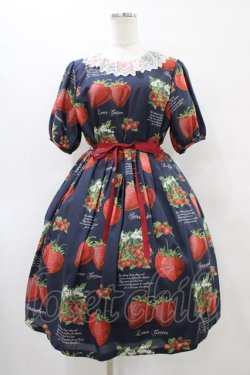 画像1: Leur Getter / Strawberry Garden袖付きワンピース  ネイビー H-25-10-04-1022-LU-OP-KB-ZH