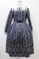 Melody BasKet / Schoolレジメンタルストライプワンピース M ネイビー H-25-10-04-1023-LO-OP-KB-ZH
