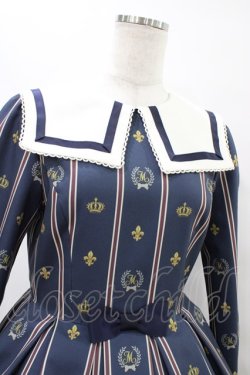 画像4: Melody BasKet / Schoolレジメンタルストライプワンピース M ネイビー H-25-10-04-1023-LO-OP-KB-ZH