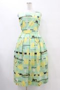 Jane Marple / Jolies broderies square dress  citron green H-25-10-04-1028-JM-OP-KB-ZH
